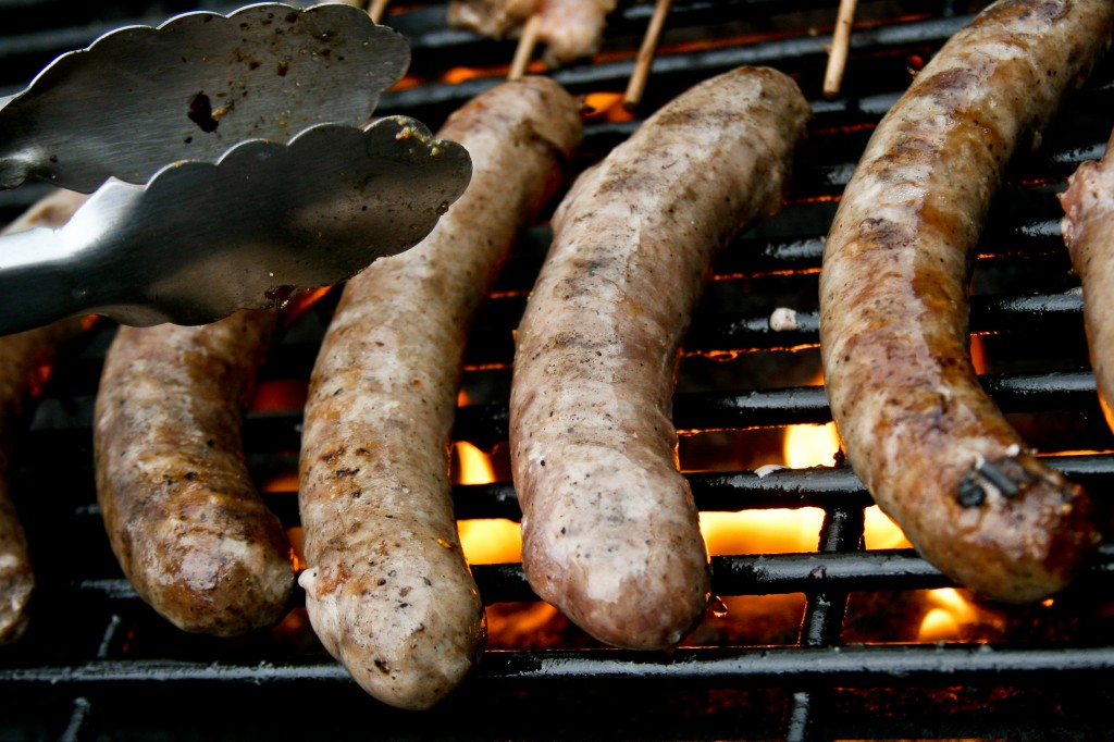 sausage links on the grill