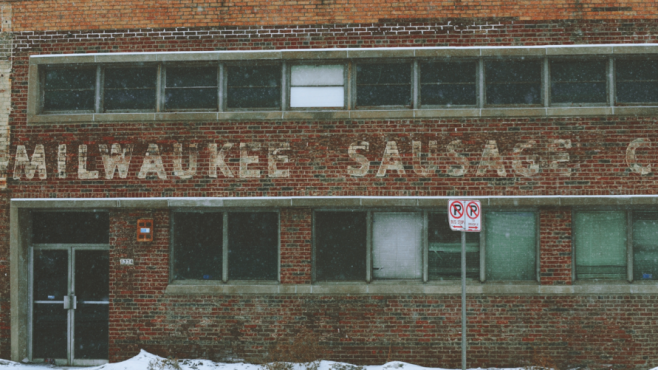 brick facade of Milwaukee Sausage Co. 